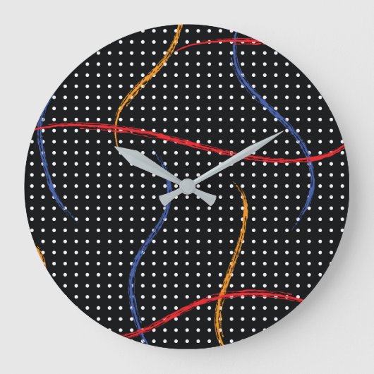 Retro Paint Spritzer und Punkte Große Wanduhr (Vorderseite)