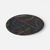 Retro Paint Spritzer und Punkte Pappteller (Schrägansicht)