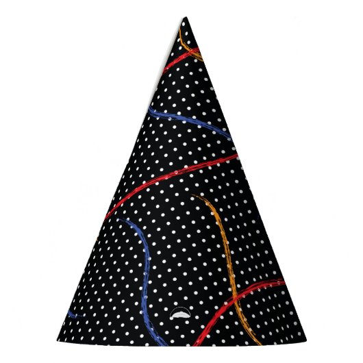 Retro Paint Spritzer und Punkte Partyhütchen (Links)