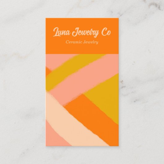 Retro Painted Abstract Crossed Lines Orange Blank Visitenkarte (Vorderseite)