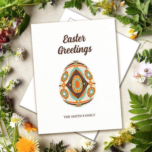 Retro Painted Easter Egg  Feiertagspostkarte