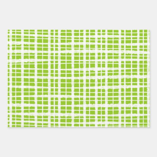 Retro Painted Gingham Kariert Pattern Lime Green Geschenkpapier Set (Vorderseite 3)