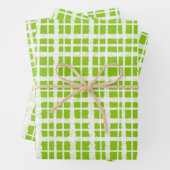 Retro Painted Gingham Kariert Pattern Lime Green Geschenkpapier Set (Beispiel)
