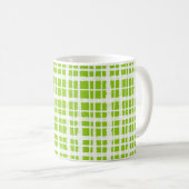 Retro Painted Gingham Kariert Pattern Lime Green Kaffeetasse (VorderseiteRechts)