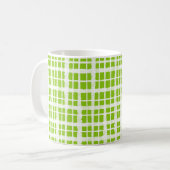 Retro Painted Gingham Kariert Pattern Lime Green Kaffeetasse (Vorderseite Links)