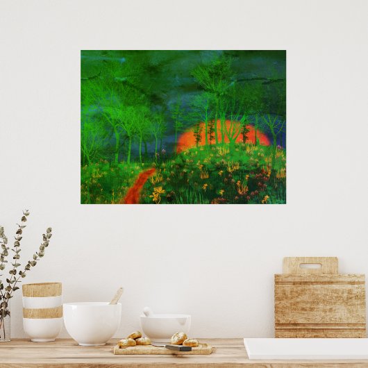 Retro Painted Landscape Poster der 70er Jahre (Küche)