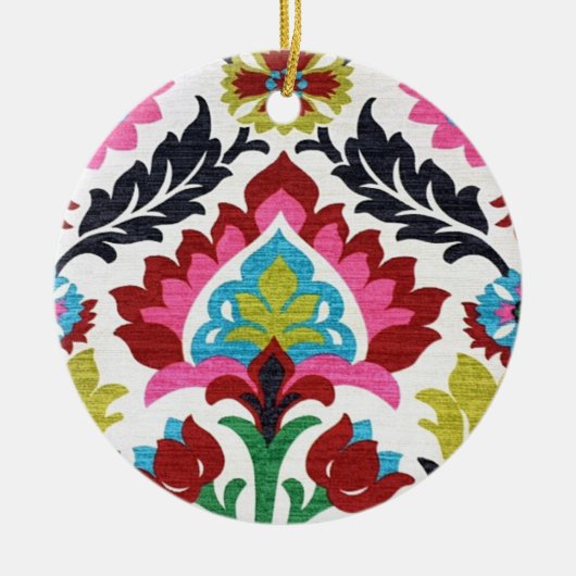 Retro Paisley Floral Keramik Ornament (Vorne)