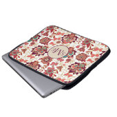 Retro Paisley Floral Monogramm Laptopschutzhülle (Vorne Knopf)