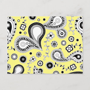 Retro Paisley Pattern Gelb Postkarte