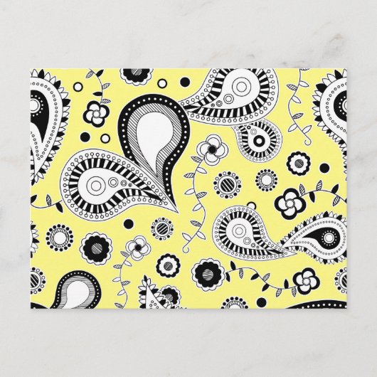 Retro Paisley Pattern Gelb Postkarte (Vorderseite)