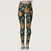 Retro Paisley Pattern Leggings (Vorderseite)