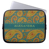 Retro Paisley Pattern Worm Tones Monogram Laptopschutzhülle (Vorderseite)