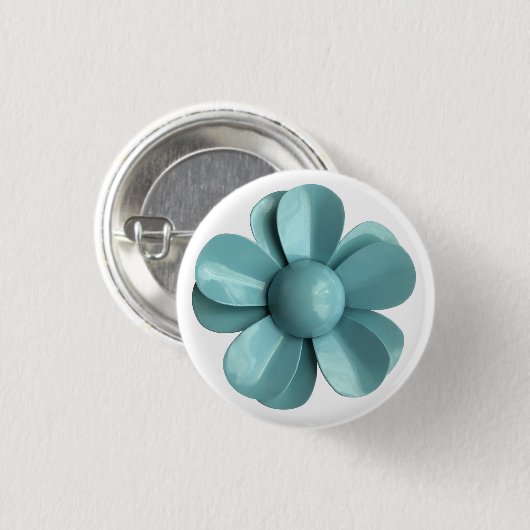 Retro Pale Blue Daisy Blume Frühjahrssommer Hochze Button (Vorne & Hinten)