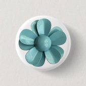 Retro Pale Blue Daisy Blume Frühjahrssommer Hochze Button (Vorderseite)