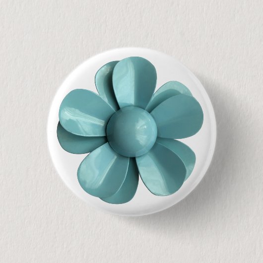Retro Pale Blue Daisy Blume Frühjahrssommer Hochze Button (Vorderseite)