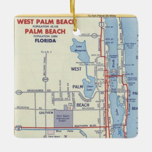Retro Palm Beach FL Keramikornament (Vorderseite)