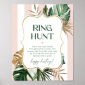 Retro Palm Beach Rosa Ring Jagd Brautparty Spiel Poster (Vorne)