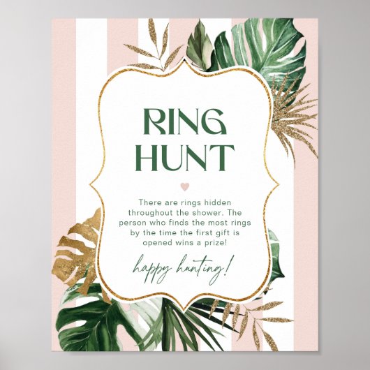 Retro Palm Beach Rosa Ring Jagd Brautparty Spiel Poster (Vorne)