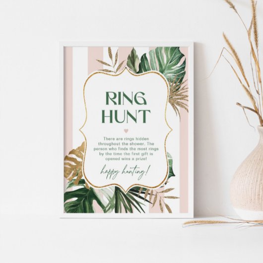 Retro Palm Beach Rosa Ring Jagd Brautparty Spiel Poster