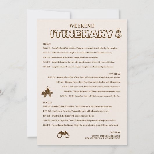 Retro Palm Camper - Boho Bachelorette Wochenende Einladung (Rückseite)