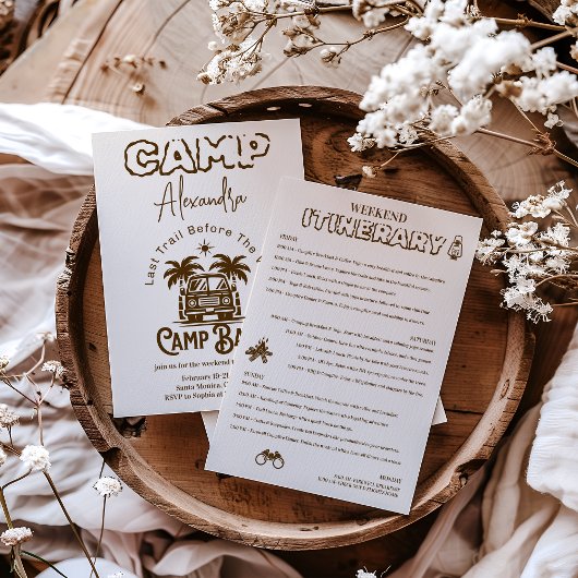 Retro Palm Camper - Boho Bachelorette Wochenende Einladung