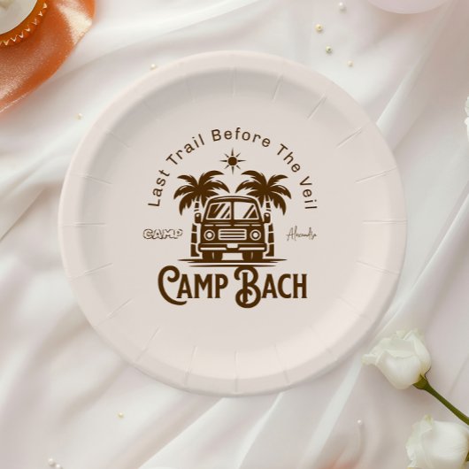 Retro Palm Camper - Boho Bachelorette Wochenende Pappteller