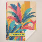 Retro Palm Leaf Personalized Blanket with Name  Sherpadecke (Vorderseite)