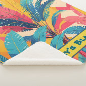 Retro Palm Leaf Personalized Blanket with Name Sherpadecke (3/4)