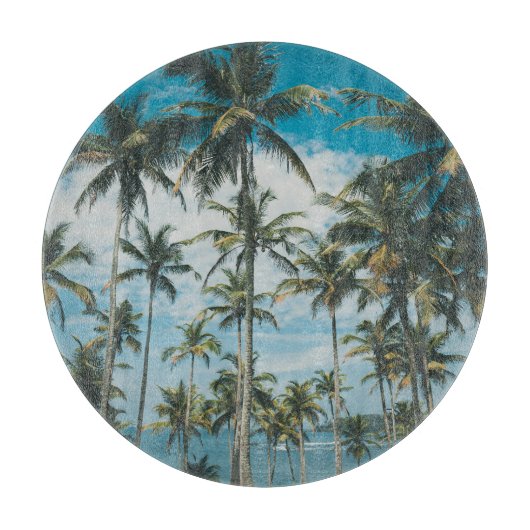 Retro Palm Ocean Silhouette Schneidebrett (Vorderseite)