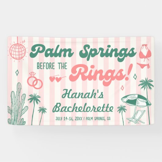Retro Palm Spring Junggesellinnenabschied Willkomm Banner (Horizontal)