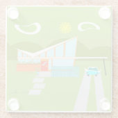 Retro Palm- Springhaus-Glas-Untersetzer Glasuntersetzer (Rückseite)