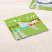 Retro Palm- Springhaus-harter PapierUntersetzer Rechteckiger Pappuntersetzer (angewinkelt)