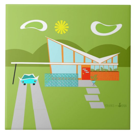 Retro Palm- Springhaus-Keramik-Fliese Fliese (Vorderseite)