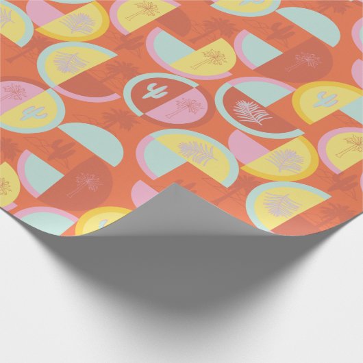Retro Palm Springs Cactus Gift Wrap Paper Geschenkpapier (Ecke)