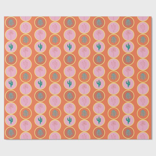 Retro Palm Springs Geometric Circles Gift Wrap Geschenkpapier (Flach)