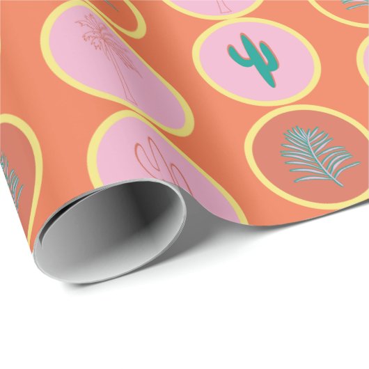 Retro Palm Springs Geometric Circles Gift Wrap Geschenkpapier (Rolleneckpunkt)