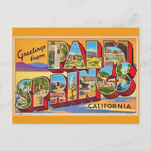 Retro Palm Springs Greeting Postcard Postkarte (Vorderseite)