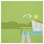 Retro Palm Springs-Haus gekämmtes Baumwollgewebe Stoff (Muster)