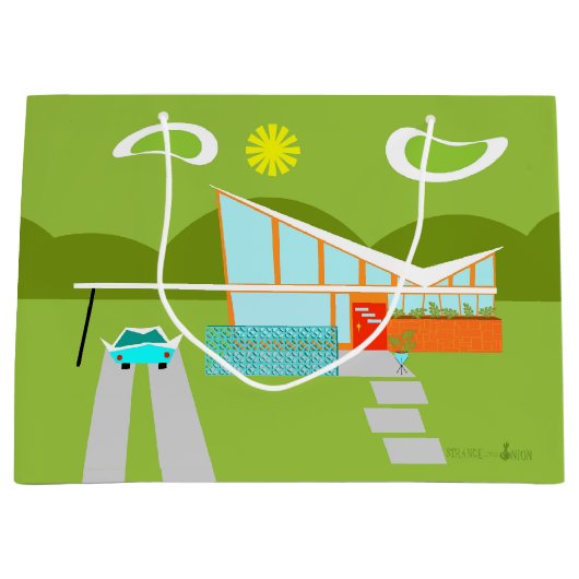 Retro Palm Springs-Haus-Geschenk-Tasche Große Geschenktüte (Vorderseite)