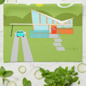 Retro Palm Springs-Haus-Geschirrtuch Geschirrtuch (Gefaltet)