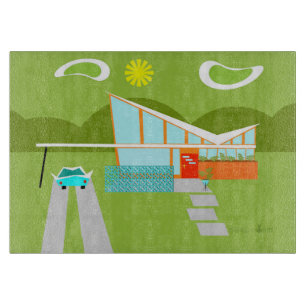 Retro Palm Springs-Haus-Glasschneiden-Brett Schneidebrett