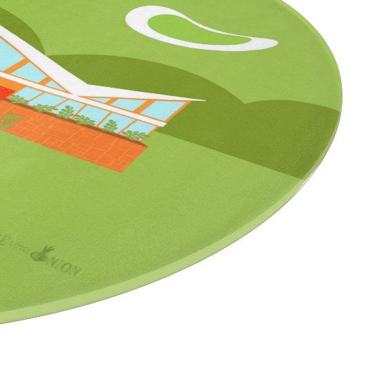 Retro Palm Springs-Haus-Glasschneiden-Brett Schneidebrett (Ecke)