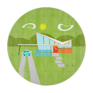 Retro Palm Springs-Haus-Glasschneiden-Brett Schneidebrett