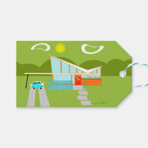 Retro Palm Springs-Haus-kundenspezifische Geschenkanhänger