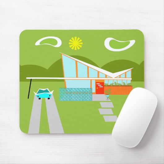 Retro Palm Springs-Haus Mousepad (Mit Mouse)