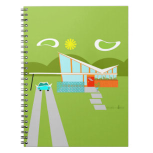 Retro Palm Springs Haus Notizbuch Notizblock