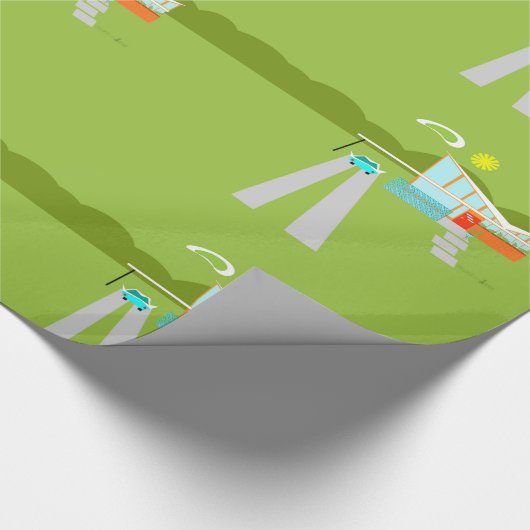 Retro Palm Springs-Haus-Packpapier Geschenkpapier (Ecke)