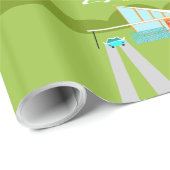 Retro Palm Springs-Haus-Packpapier Geschenkpapier (Rolleneckpunkt)