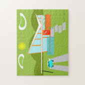 Retro Palm Springs-Haus-Puzzlespiel Puzzle (Vertikal)