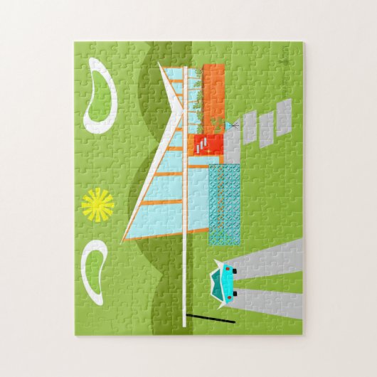 Retro Palm Springs-Haus-Puzzlespiel Puzzle (Vertikal)